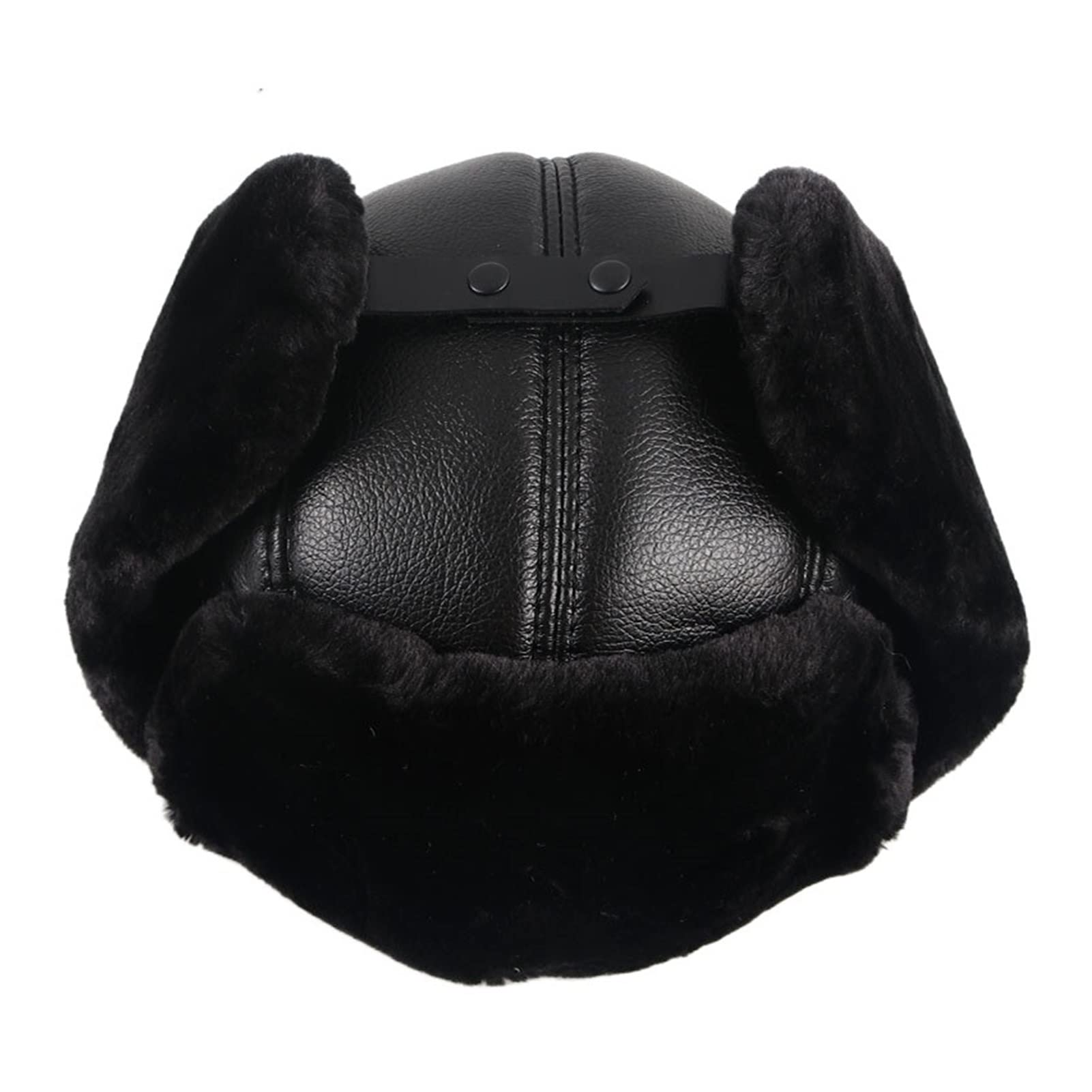 FENOKD Bomber Hats Winter Hat with Earflaps Bomber Hats Black Leather Men's Caps Outdoor Snow Earflap Hat Warm (Black XL(59A60Cm))?Black-XL(59a60CM)