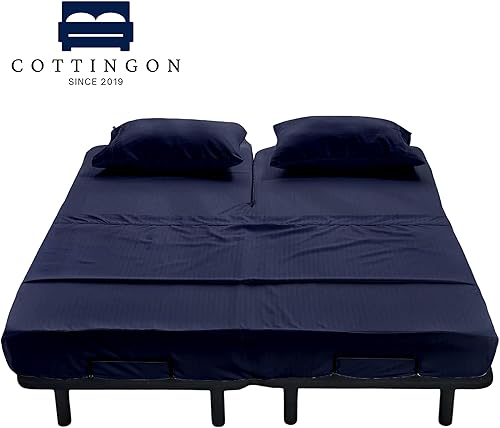 Miniatura 8 de Sábanas Flex Top King para cama numérica de sueño, 100% algodón egipcio, sábanas de 400 hilos para dormir con números de cama (4 piezas) de cabeza