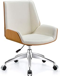 GuanXian Silla de tareas Siglo Mediados de Escritorio Ajustable Silla ejecutiva giratoria Home Office Computer Modern Butaca de Cuero en la Parte Inferior del Rodillo (Color : Ash Bentwood)