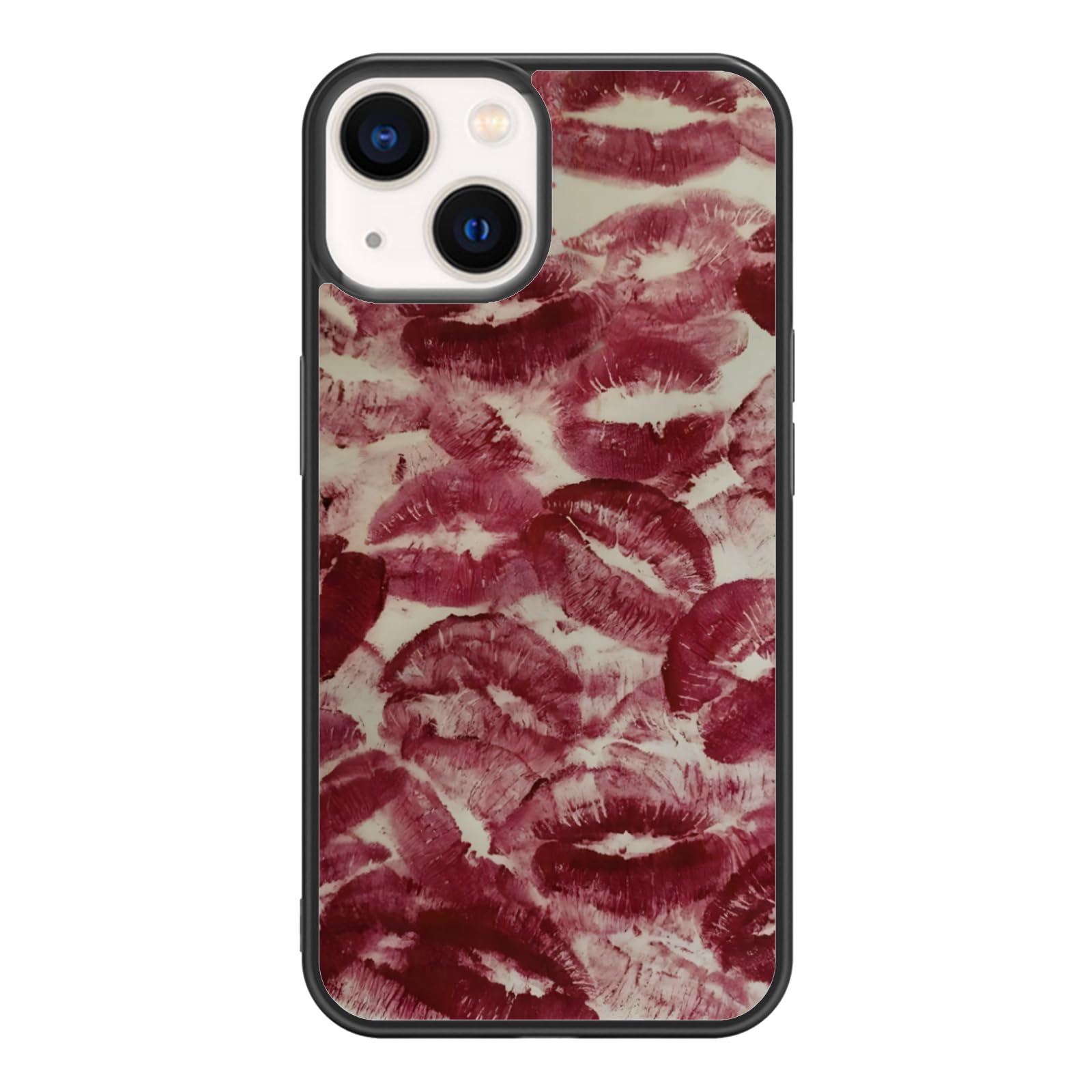 Axulimin Trendy Passionate Kiss Marks Lip Print Phone Case for iPhone 17 16 15 14 13 12 11 8 7 XR X XS Pro Max Plus Mini SE Case for Women Teen Girls