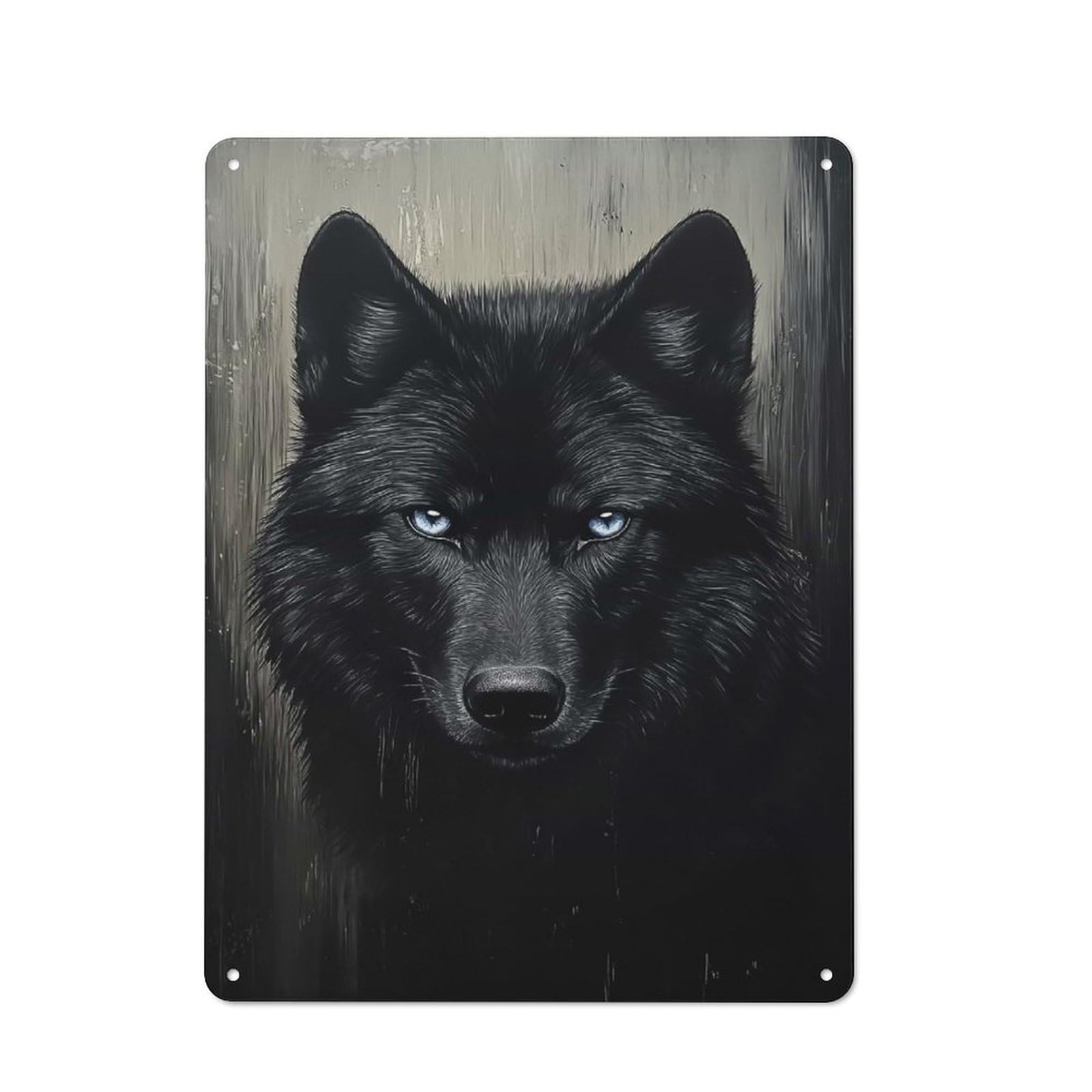 Junmoney Style-5 Garage Style Black Wolf Portrait Retro Metal Sign 40X30cm, Workshop Wall Decor For Tool Room, Garage, Studio Or Home Bar