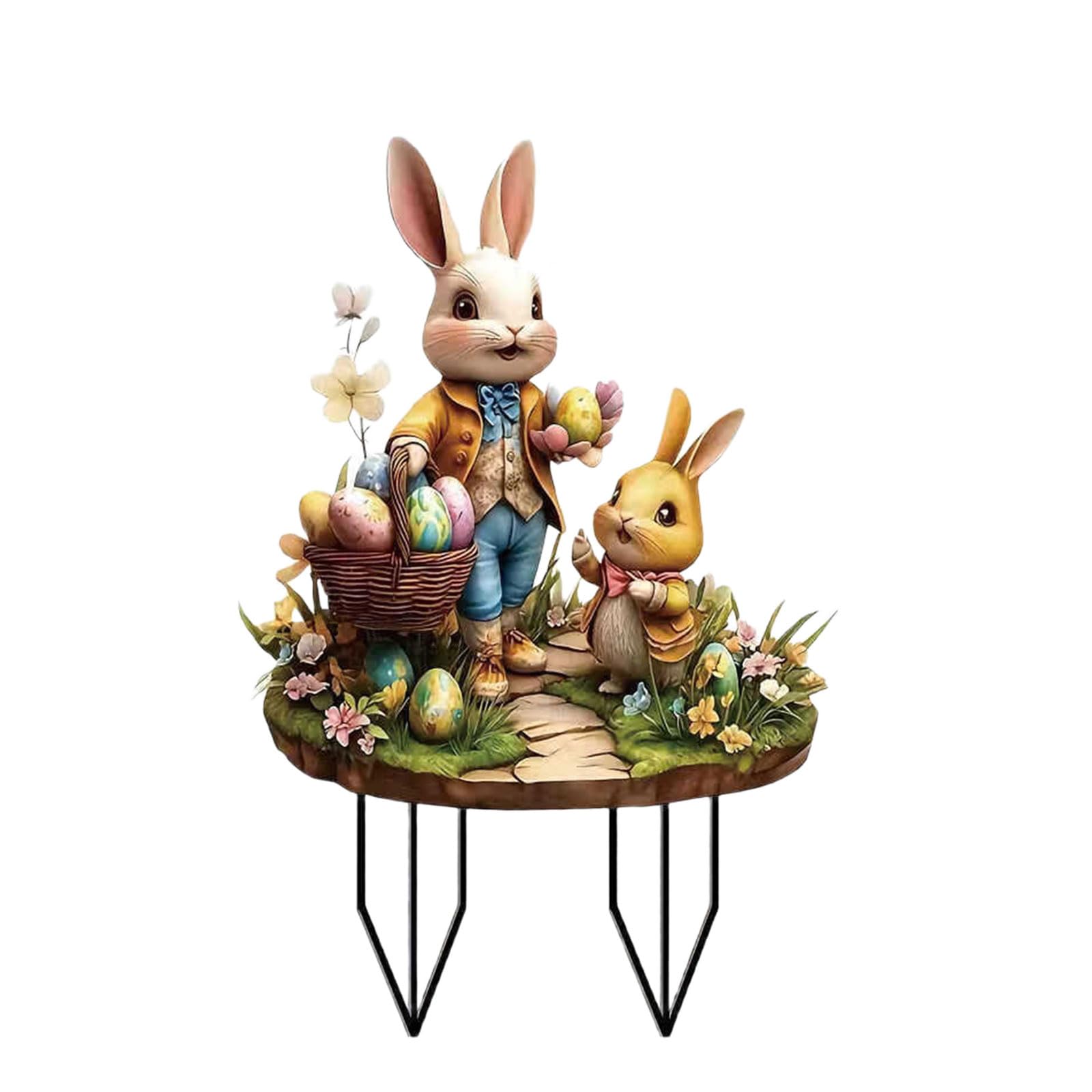 Garden Stake Outdoor Decoration Easter Eggs Rabbits and Cow Stakes Stake Holiday