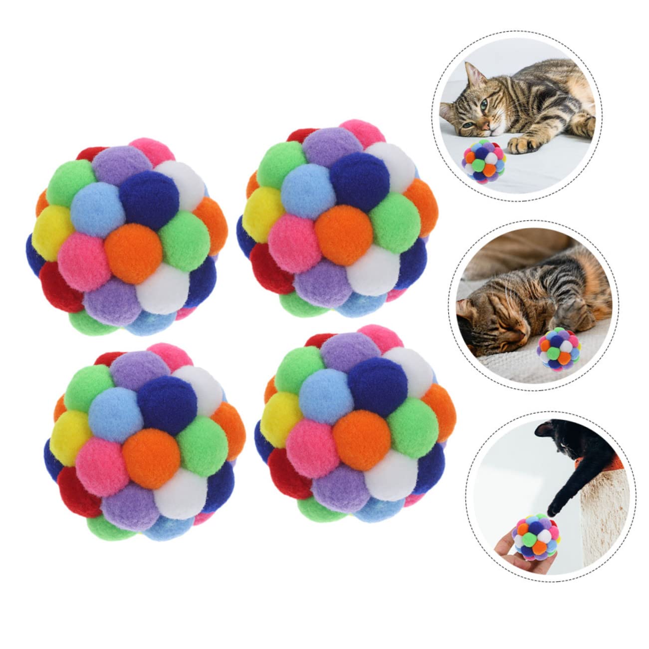VANZACK 4pièces Balles Interactives pour Chat Et Chaton Griffoir avec Clochette Jouet De Balle pour Chat Intérieur