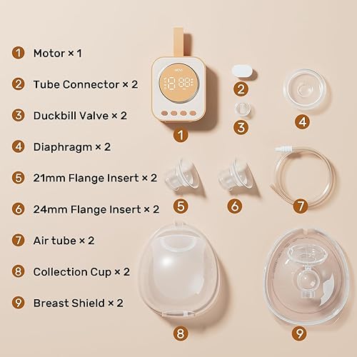 Miniatura 8 de NCVI Extractor de leche portátil manos libres, bomba eléctrica doble portátil, 4 modos de 9 niveles, combinado con motor fuerte y copas portátiles,