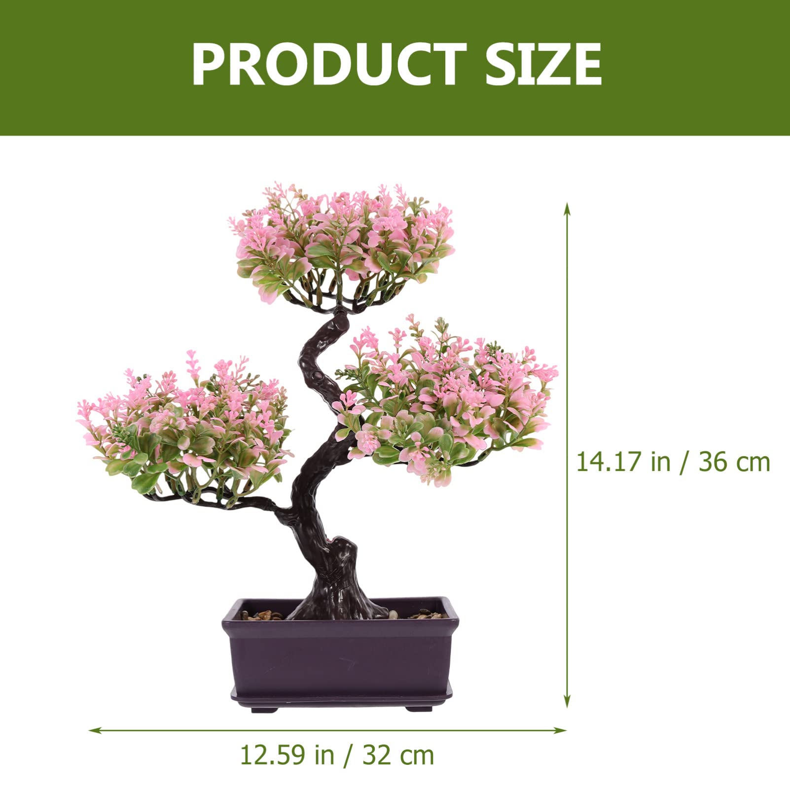 GANAZONO Artificial Bonsai Plant Pot Realistic Fake Potted Plant Desktop Ornament for Home Office Decoration No Maintenance 14.17X12.60X3.94In - Image 2