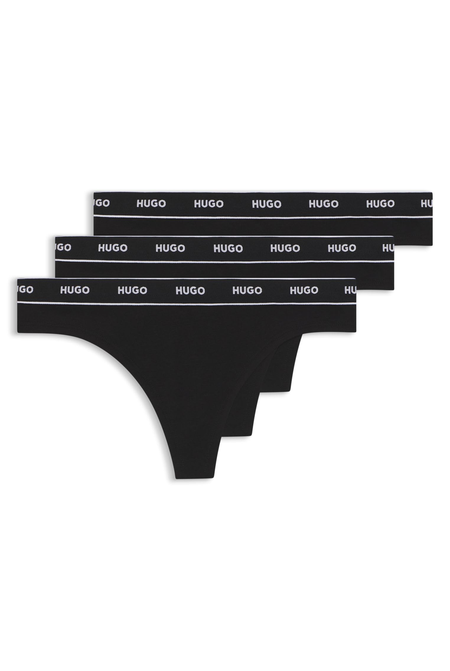 Hugo Women's Black 3 Pack Stripe Thong in Size 12, Sports Direct