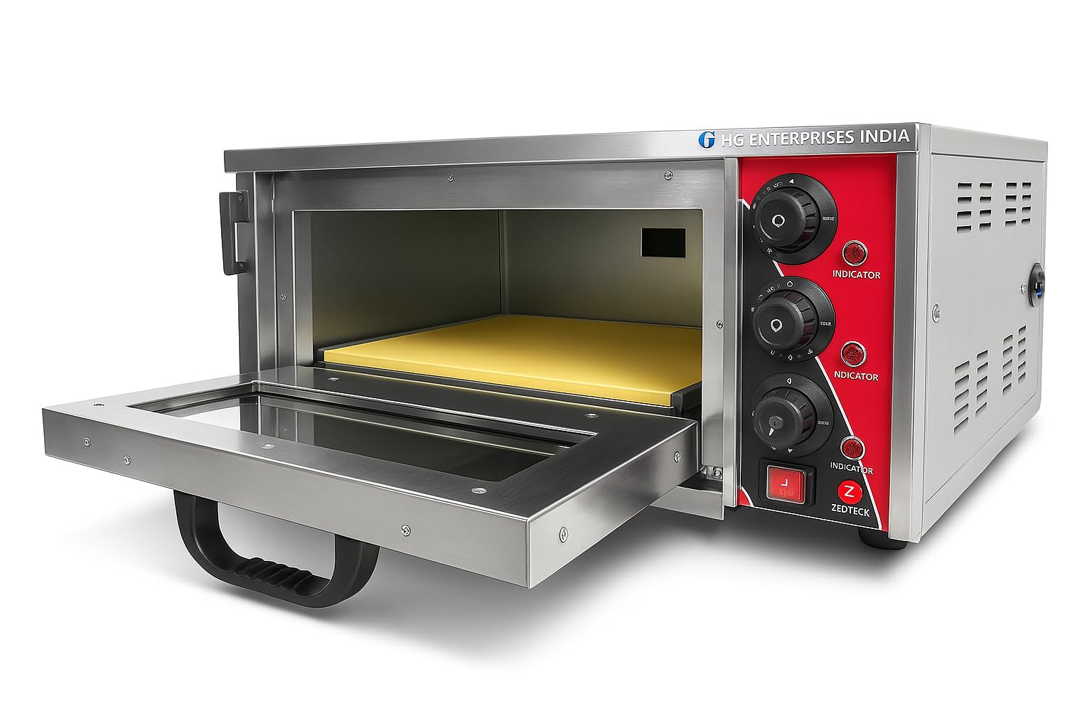 HG Commercial Electric Pizza Oven, 16" Stone Base, Stainless Steel Pizza Maker with Timer & Temperature Control for Restaurants & Home Use