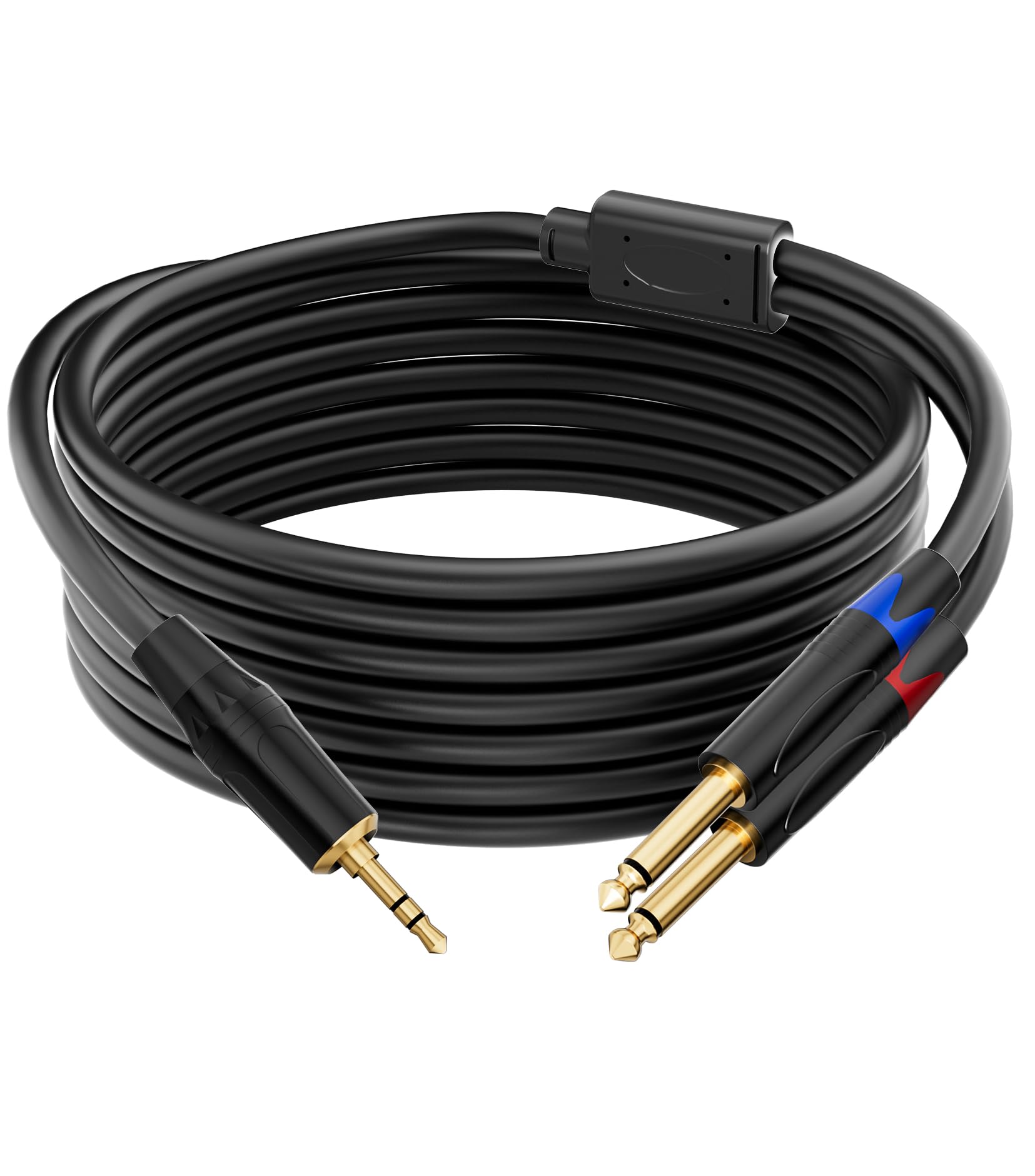 Cavo stereo da 3,5 mm a 6,35 mm, 1 m, mini jack TRS da 3,5 mm a doppio TS mono da 6,35 mm, cavo splitter a Y per lettori CD, altoparlanti, amplificatori