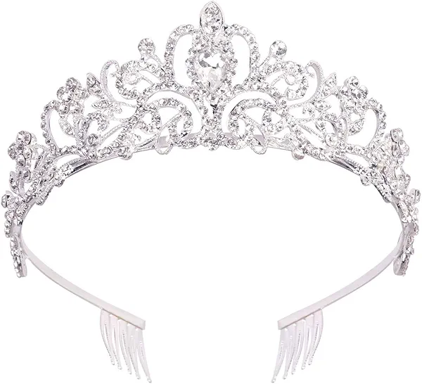 Didder Silver Crystal Tiara Crown Headband Princess Elegant Crown with combs for Women Girls Bridal Wedding Prom Birthday Party