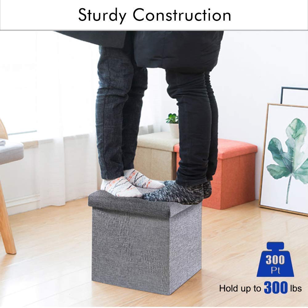 fastunbox (label) storage chair fabric foot rest solution stool for home storage organization (Multicolour) 4
