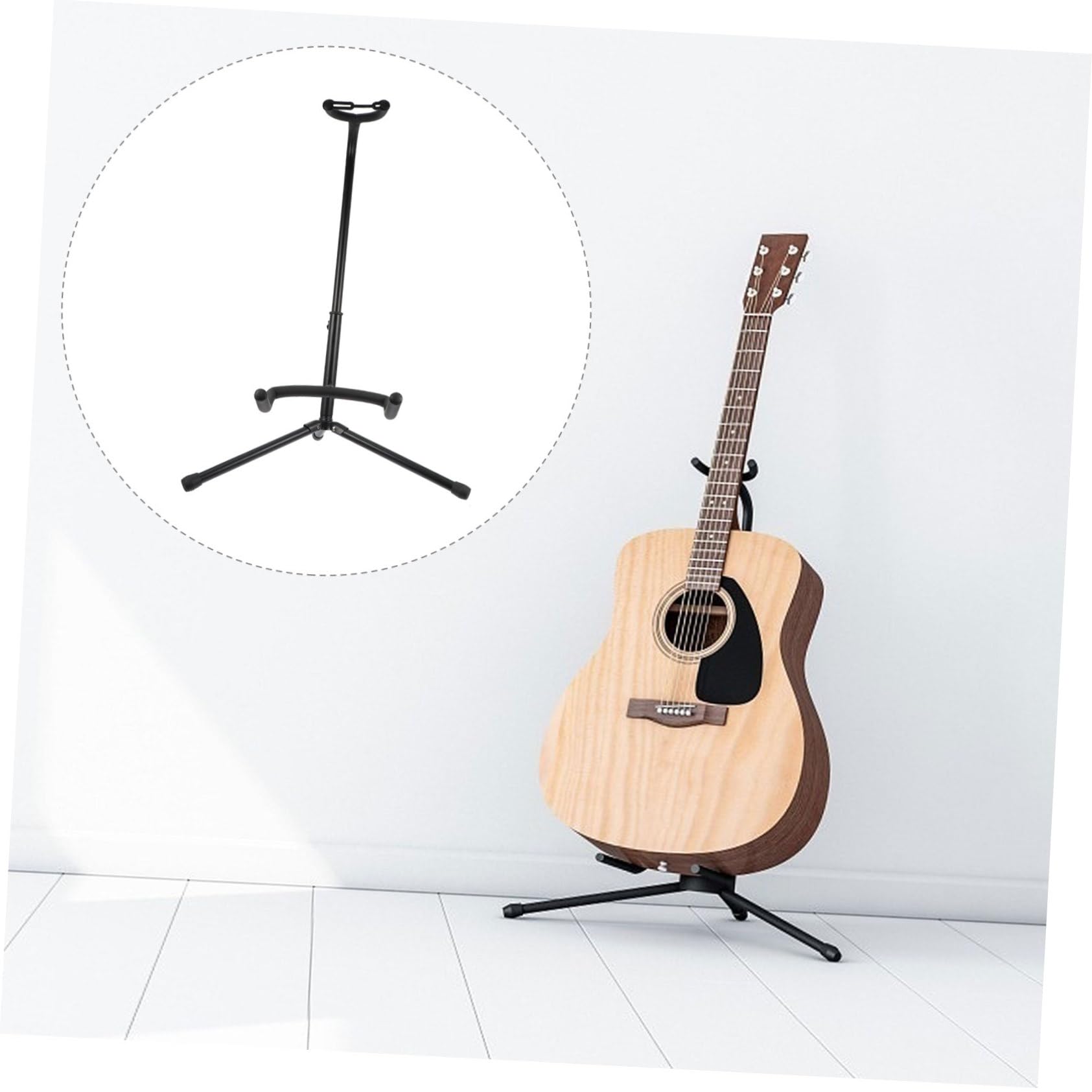 ifundom Supporto per Chitarra Elettrica Pieghevole in Ferro Nero Protezione Anti Ribaltamento, Leggero per Esposizione in Negozi di Chitarre