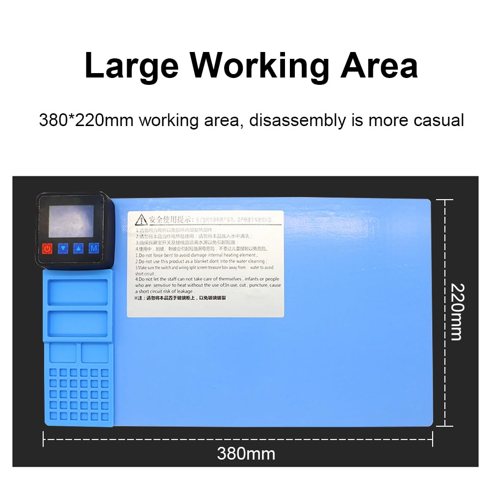 Almohadilla de calefacción para pantalla LCD para reparación de teléfonos inteligentes y tabletas, separador de placas calientes para pantallas LCD, 300 mm x 170 mm x 7 mm