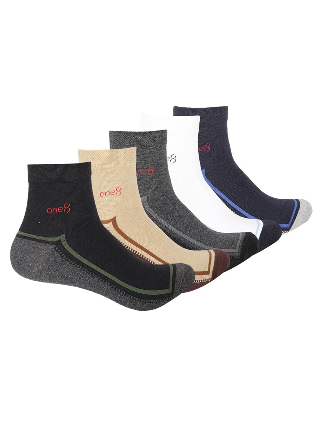 ONE8Select By Virat Kohli Men's ANTIMICROBIAL/ANTI-ODOUR Cotton Breathable Daily-Wear/Running/Gym/Training Ankle Socks (Pack of 3/5/6/10)