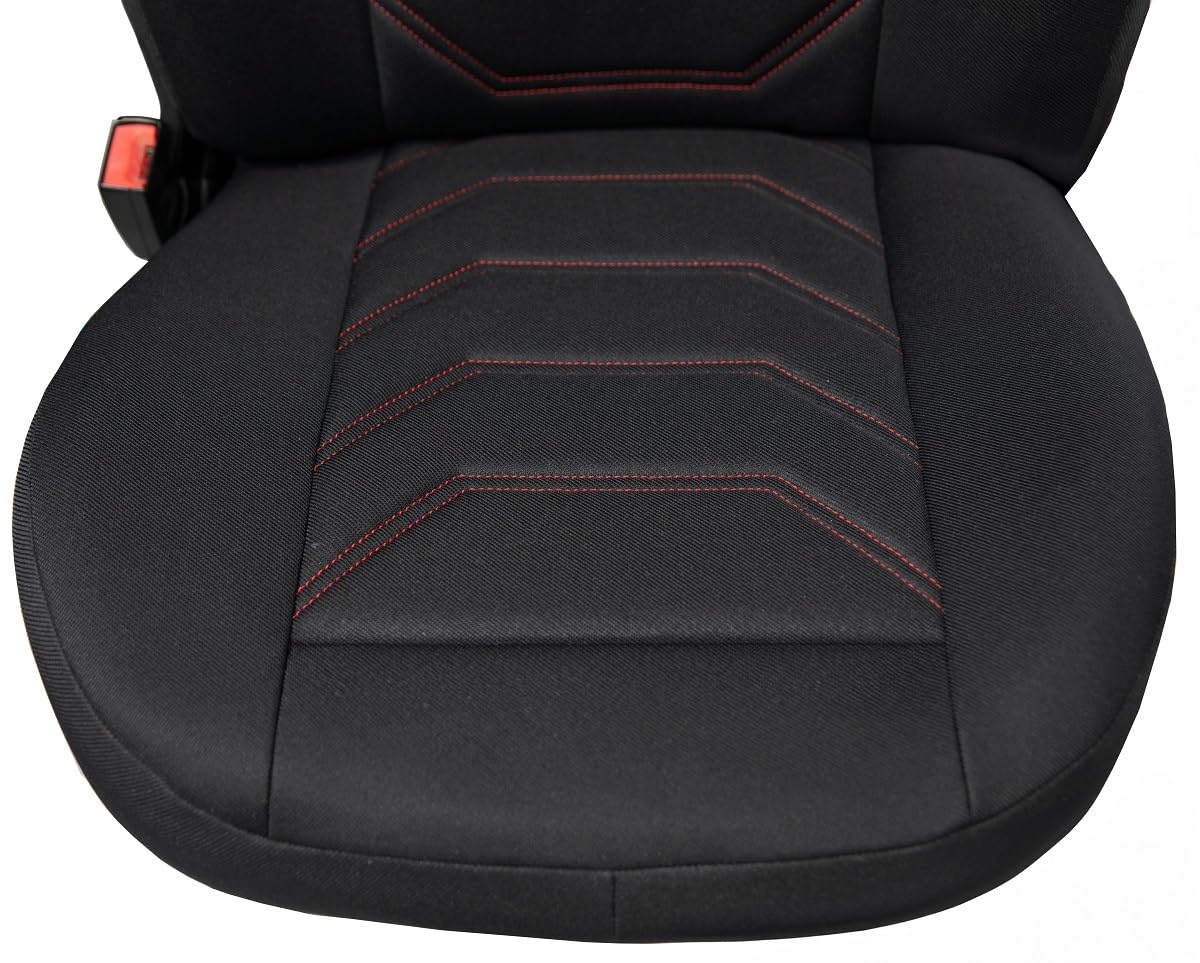 ERJOT Autobezüge Sitzbezüge Comfort Plus Schonbezüge Komplet Set Universal Schwarz (Rot)