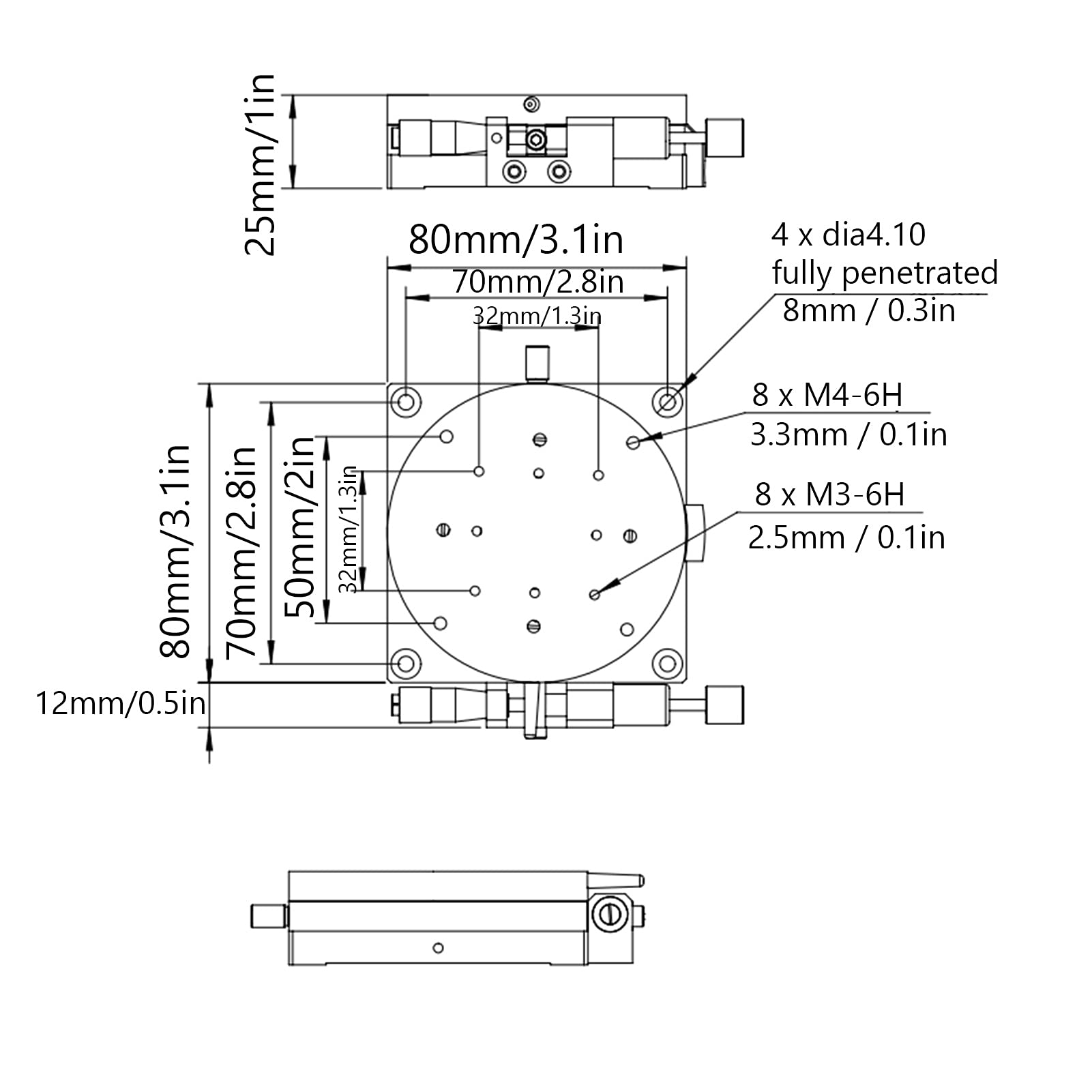 Manuell Rotierender Lineartisch, Durchmesser 80 Mm RB-A80 Manuell Rotierender Lineartisch, Trimmplattform mit Skala, Verschiebbarer Abstimmtisch, Lineare Rollenlager