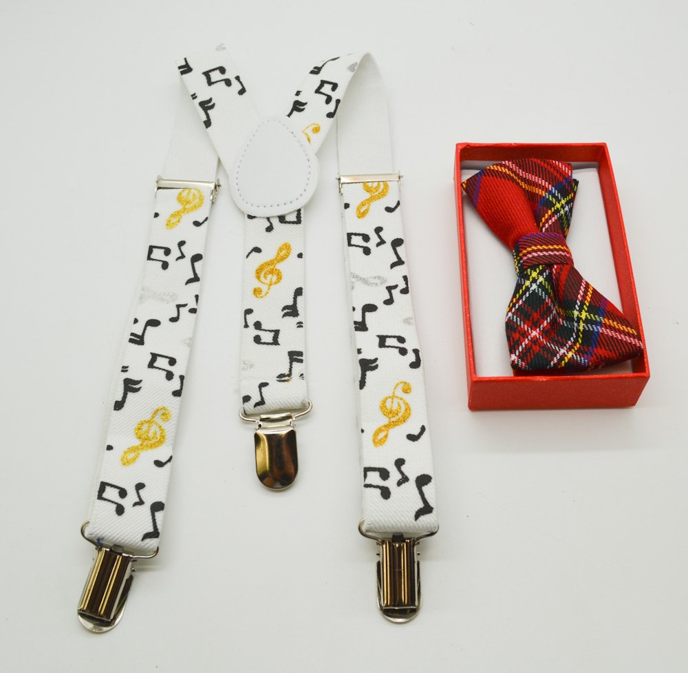 Cute Suspender and Red Stripe Pattern Bow Tie for Toddler Baby Boys Girls