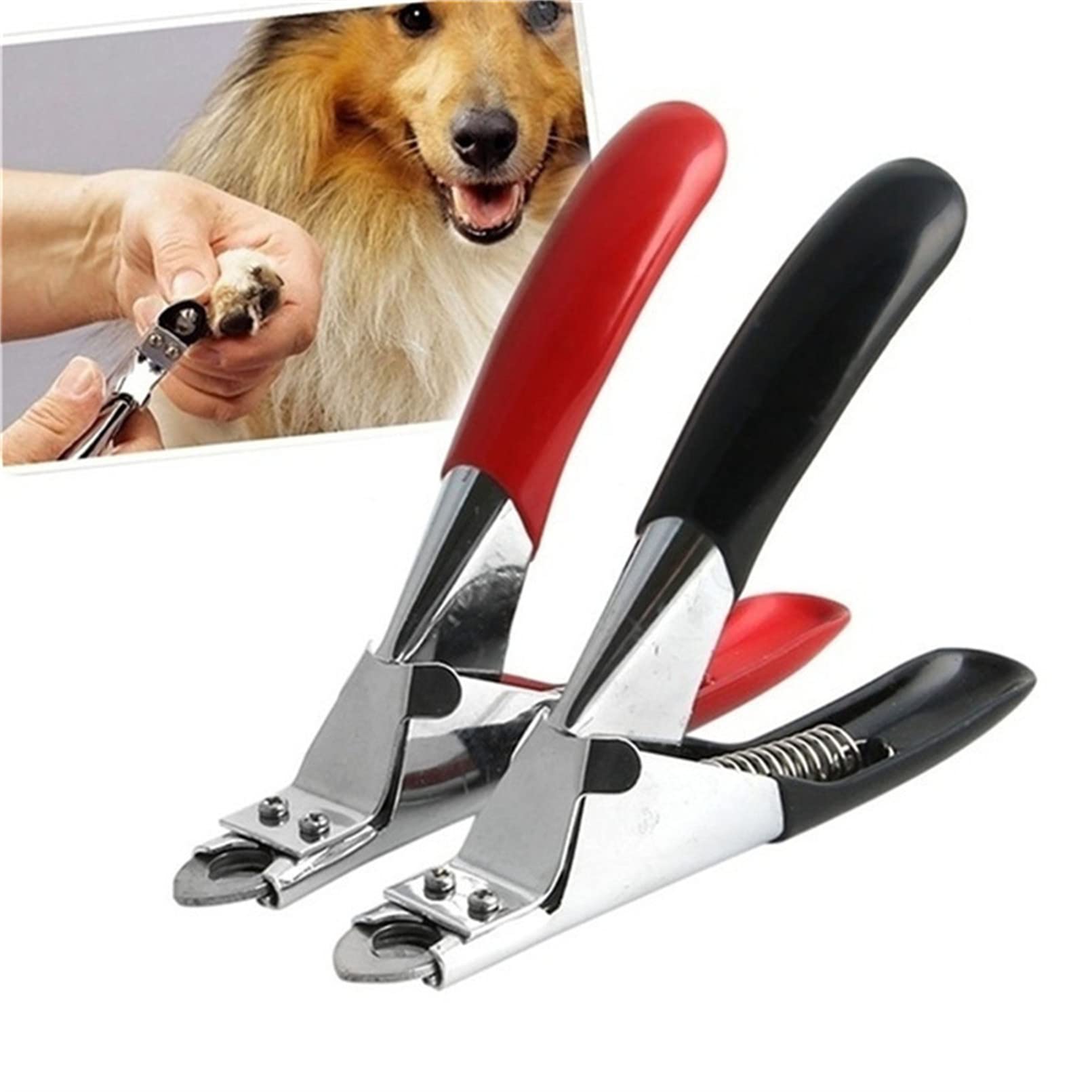 QXPDD Dog Nails Clippers Nail Trimmer Pet Grooming Tool,Cat Nail Scissor Safety Guard Pet Nail Clipper,Red