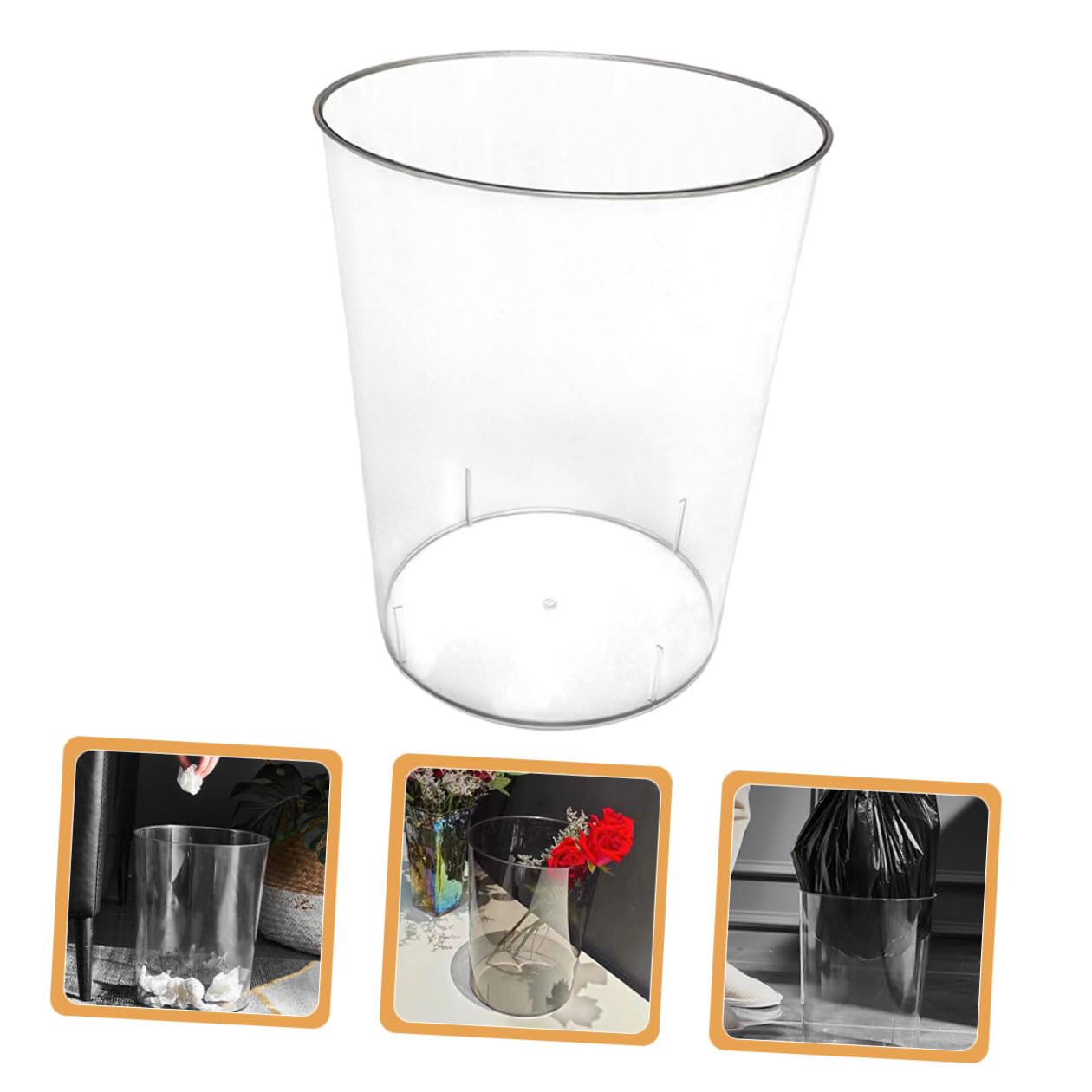 Toyvian Bidone della Spazzatura Domestico Trasparente in Plastica Resistente Antiscivolo, Cestino per Rifiuti da Ufficio e Camera da Letto, Secchio per Carta per Bagno, Casa e Ufficio,