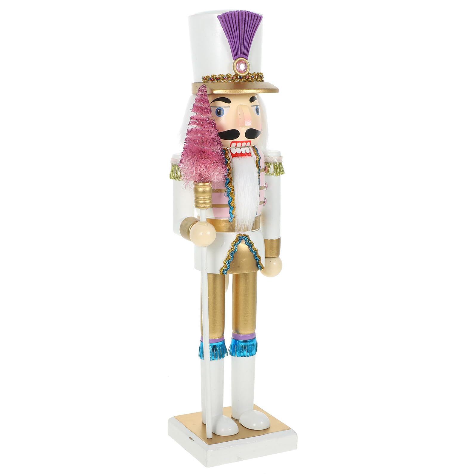 Figurine Casse-Noisette violette de 38 cm en bois pour cadeau de Noël