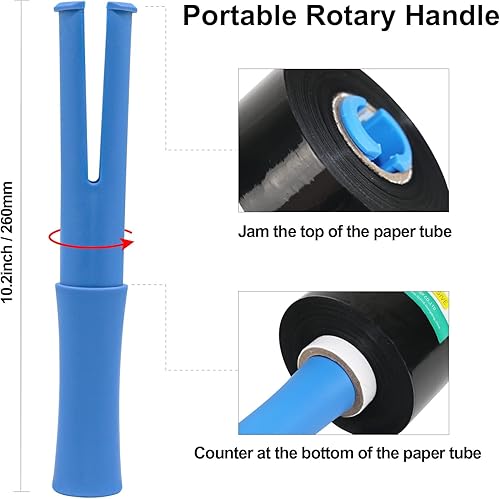 Miniatura 4 de BOMEI PACK Mini película elástica industrial negra, paquete de 2 rollos de 5 pulgadas x 1000 pies con asa, envoltura de plástico de calibre 80 para