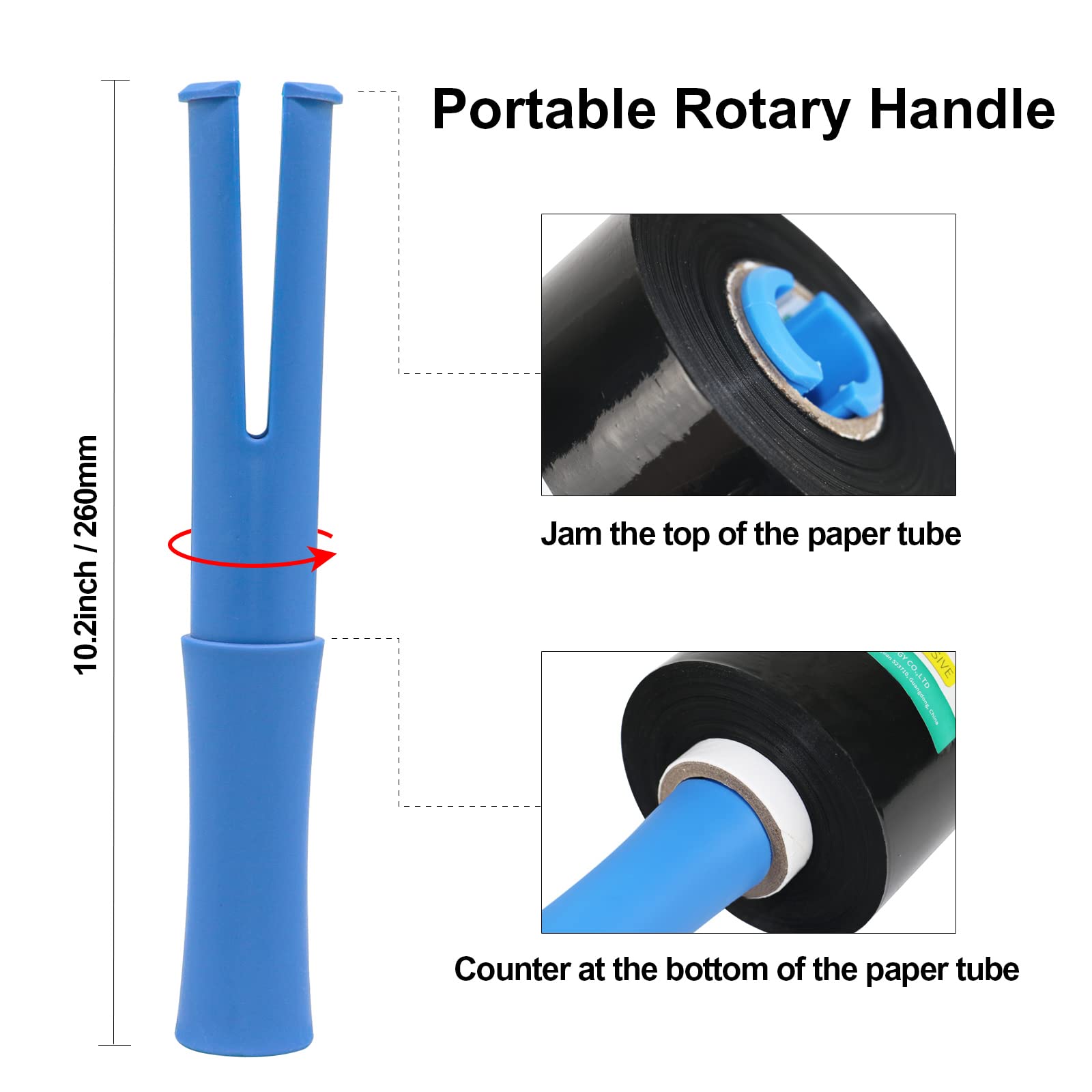 Paquete de 4 mini paletas estirables película retráctil negra con mango rodante de 20 mic* 130 mm* 305 m, prácticos rollos de recarga retráctil, proveedor de embalaje móvil de la industria-BOMEI PACK