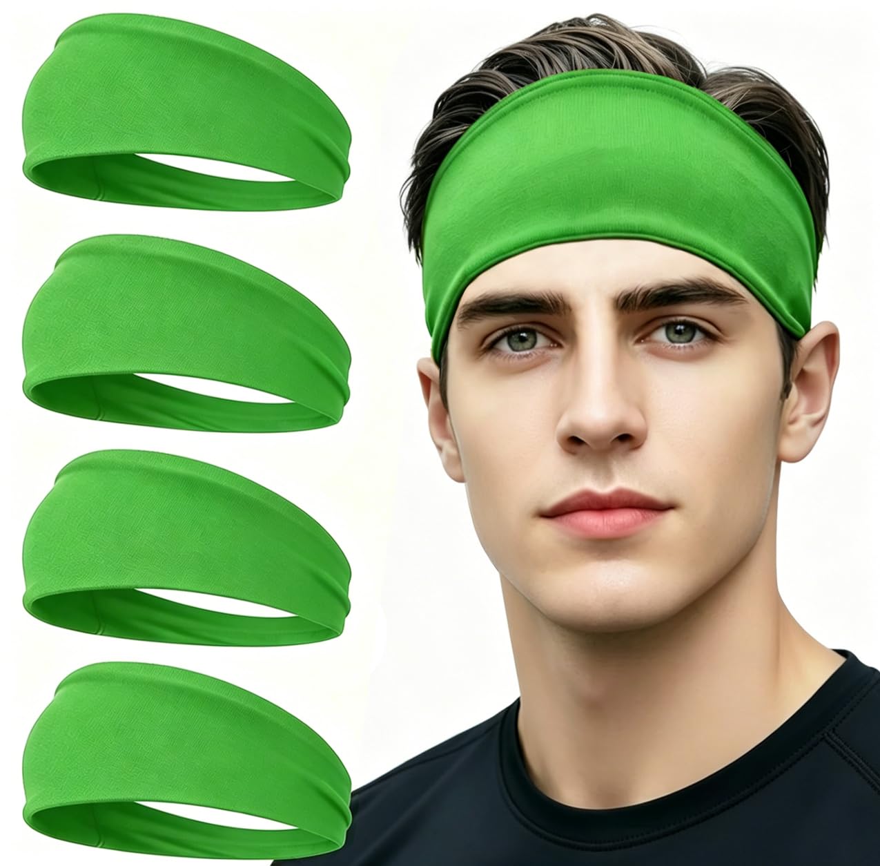 4 pcs Summer Sports Headbands, Stretchy Durable Sweatband Hairbands for Men Women Fitness Pilates Running Yoga