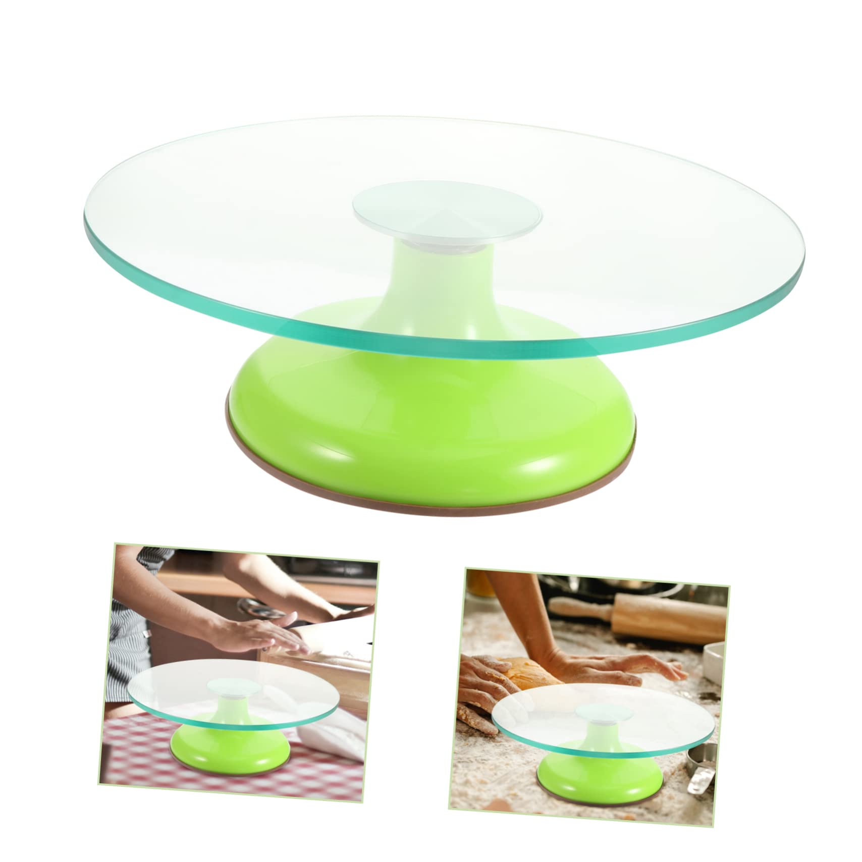 Zerodeko Plato Giratorio para Pasteles 12 Pulgadas de Vidrio Templado Verde
