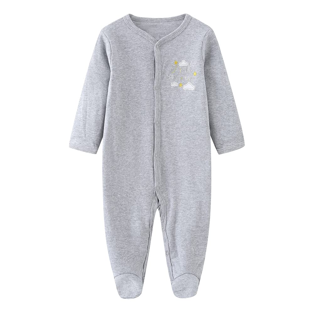 Chamie Baby Clothes Newborn Sleepsuit Footed Cotton Baby Grow for Boys and Girls,9-12 Months