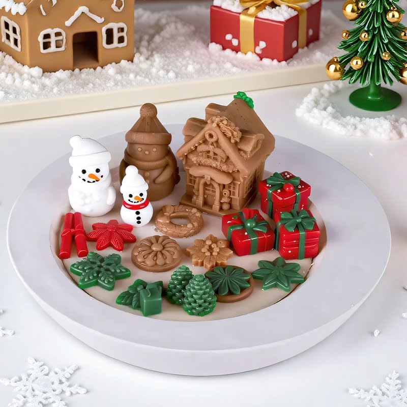 3Dクリスマスシリコンモールド キャンドルソープ エポキシ樹脂ワックスモールド サンタクロースシリコンシェイプ クリスマスハウス型