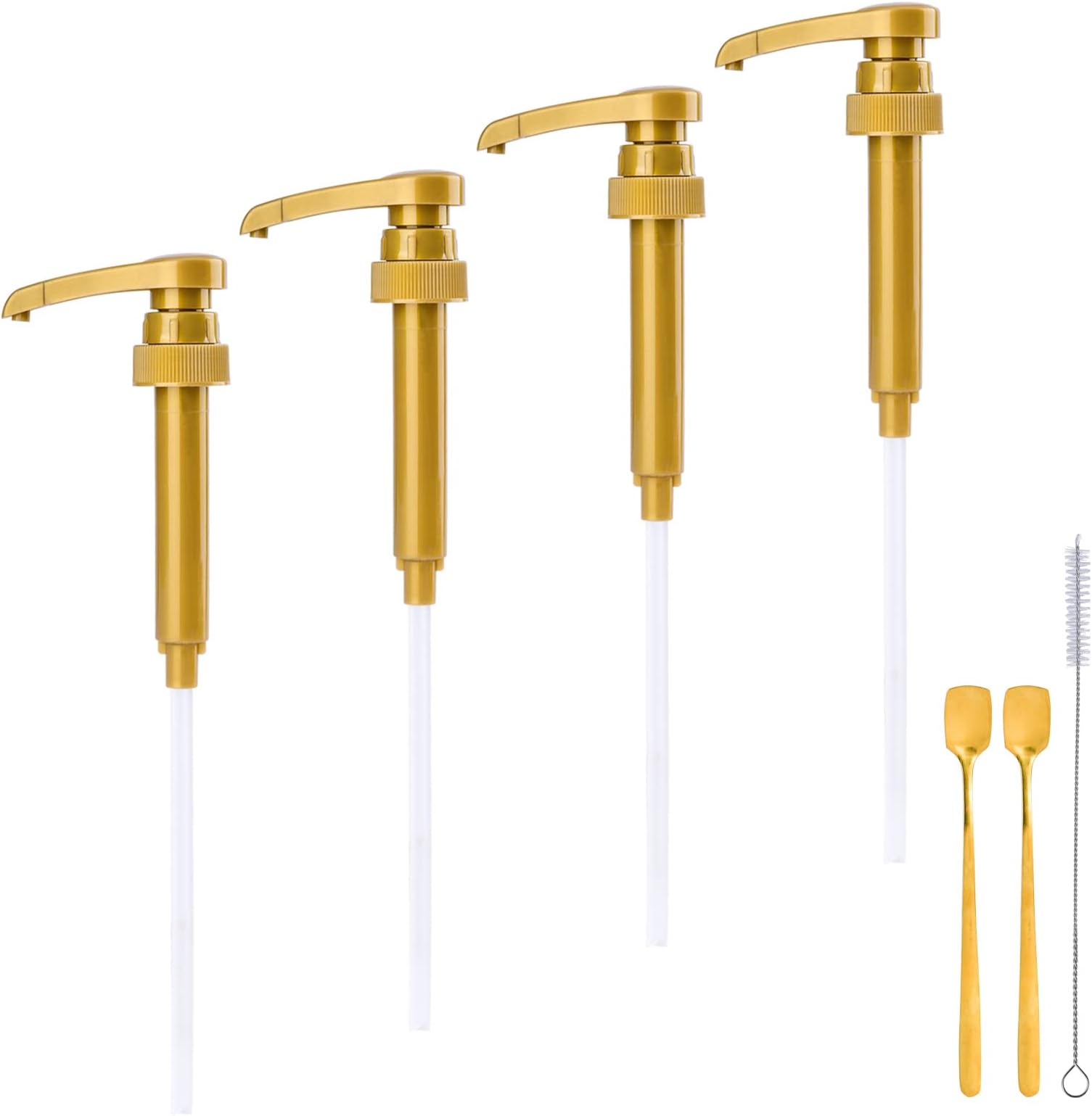 4-Pack Syrup Pump for 25.4 Oz/750ml Flavorings Bottles, Compatible with Torani, Matteo's, DaVinci, Jordans Skinny Syrups, Coffee Bar Accessories