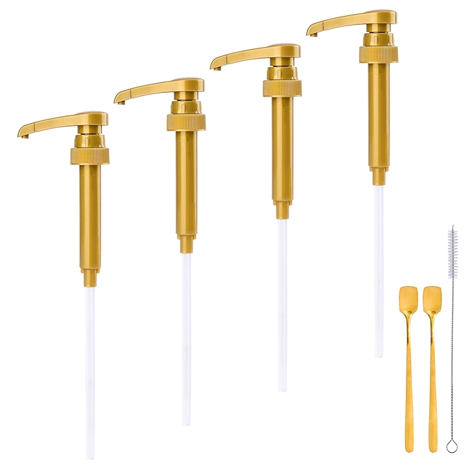 4件装咖啡糖浆泵适配多品牌750ml瓶装糖浆分配器