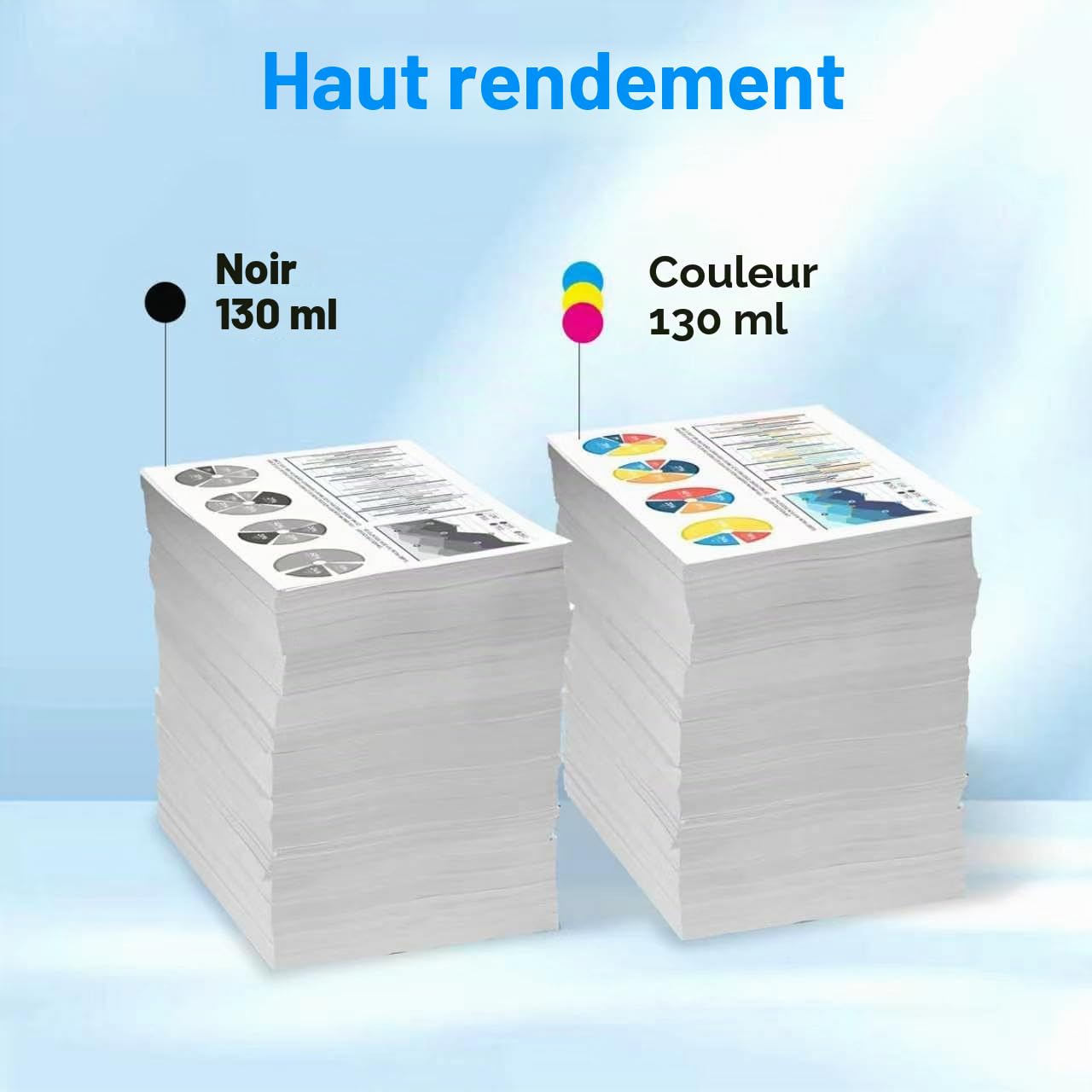 738 Cartouches d'encre 130-ml pour HP 738(BK/C/M/Y, Lot de 4)