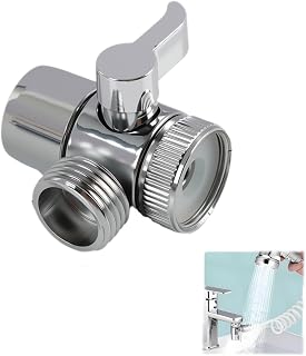 Válvula de 3 vías para grifo y ducha, G1/2 Inversor de 3 vías de latón cromado con adaptador de grifo, inversor de ducha, diverter, compatible con cocina, baño y balcón