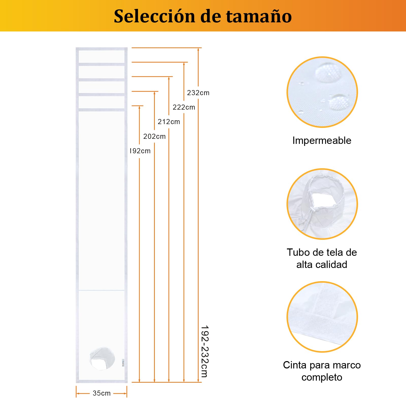 HOOMEE Aislante Ajustable para Puertas Correderas Aires Acondicionados Portátiles y Secadoras (35x232CM)