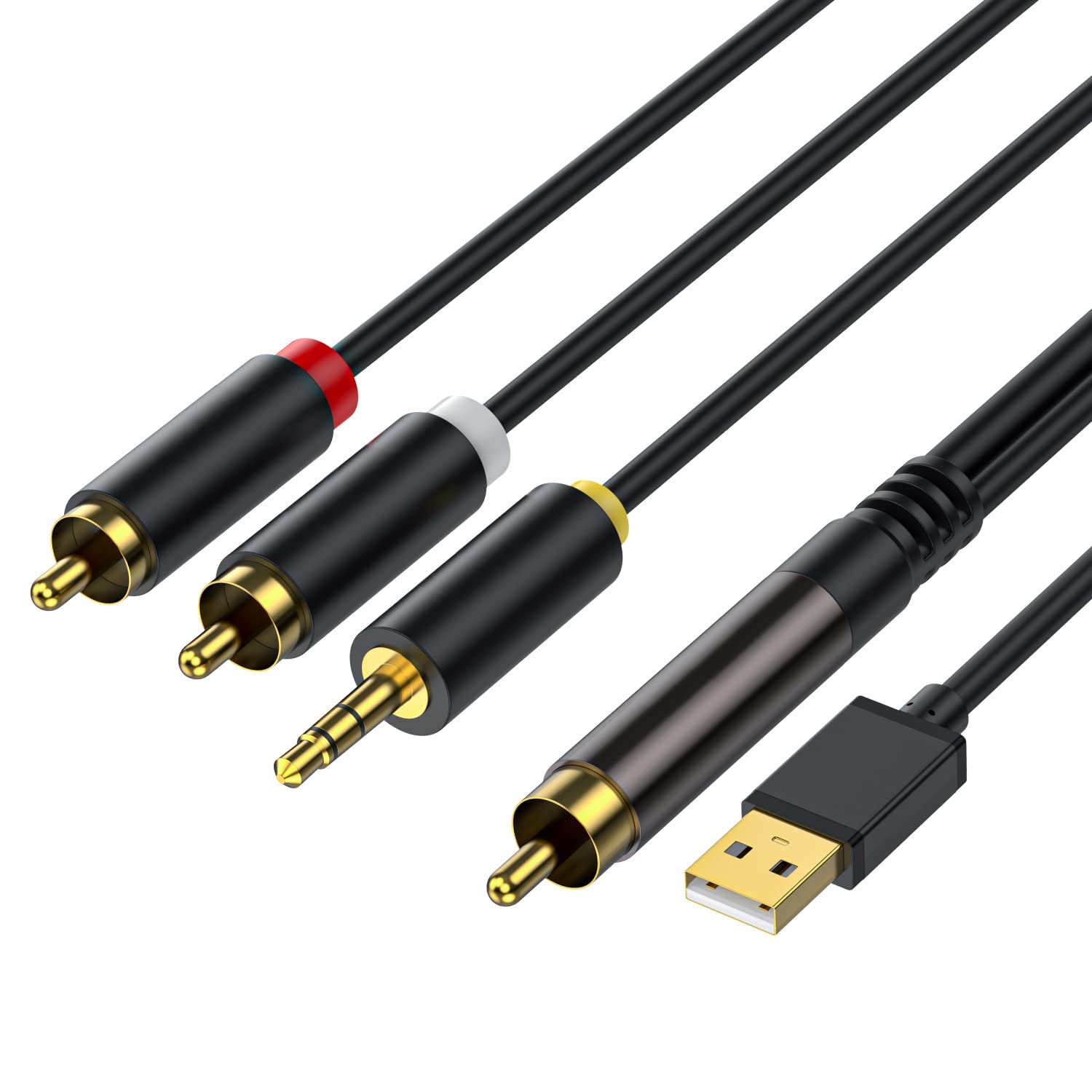 RCA to 3.5mm Audio Cable, Digital to Analog Audio Conversion Cable, Digital SPDIF Coaxial to Analog L/R RCA & 3.5mm AUX Stereo Audio Cable, for PS4 Xbox HDTV DVD Headphone, for Speaker (9.8 Feet)