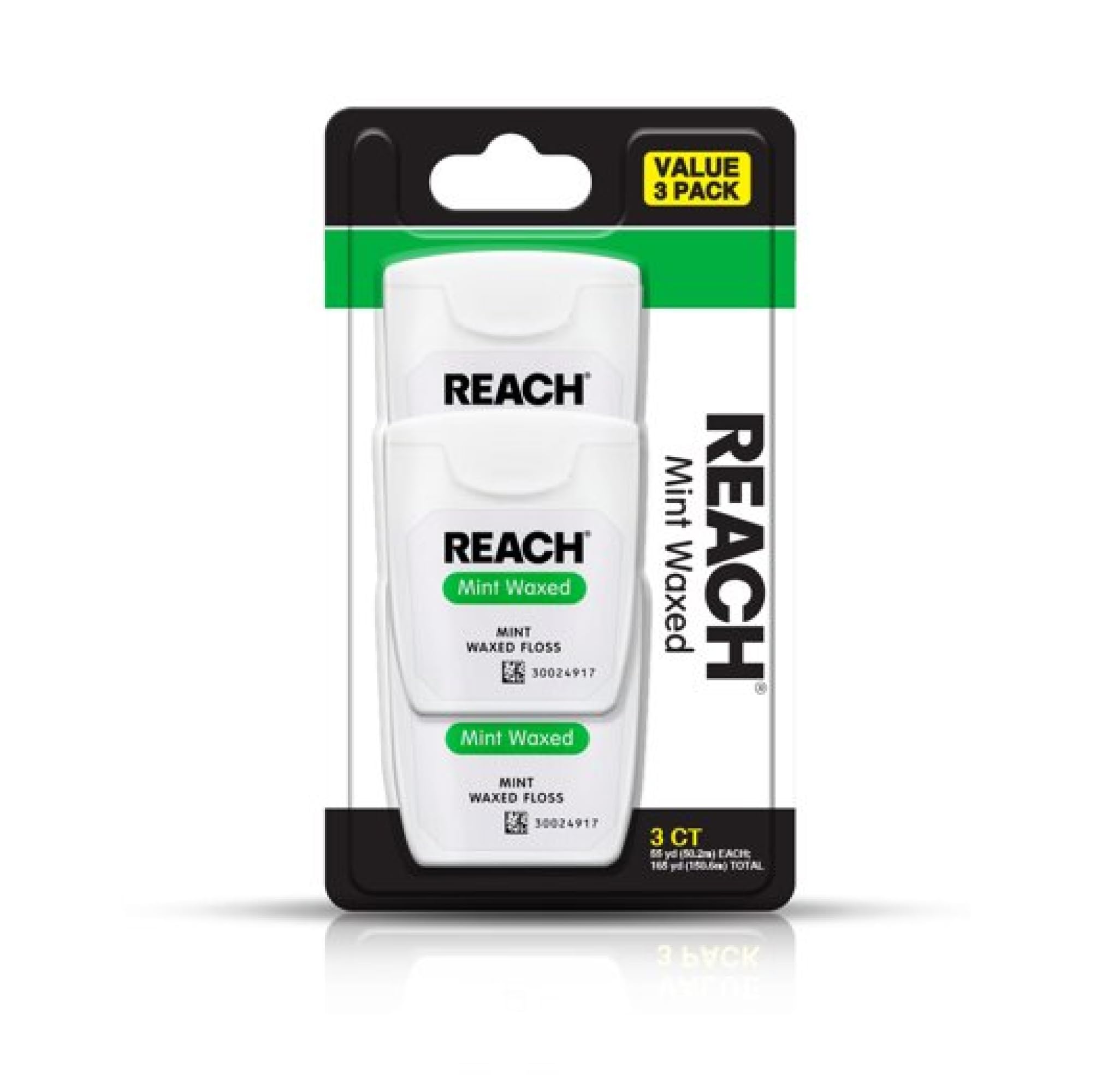 Waxed Dental Floss, Mint, Plaque Remover for Teeth, Shred Resistant, Floss Slides Smoothly, Easy to Use, Waxed, Deep Cleaning Teeth, Oral Care, PFAS Free, for Adults & Kids, 3 Pack, 55 yd