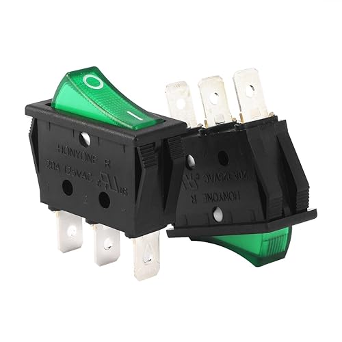 uxcell interruptor encendidoapagado AC 20A125V 22A250V SPST de 32 pines, 2 posiciones, interruptores basculantes con luz de retroiluminación,