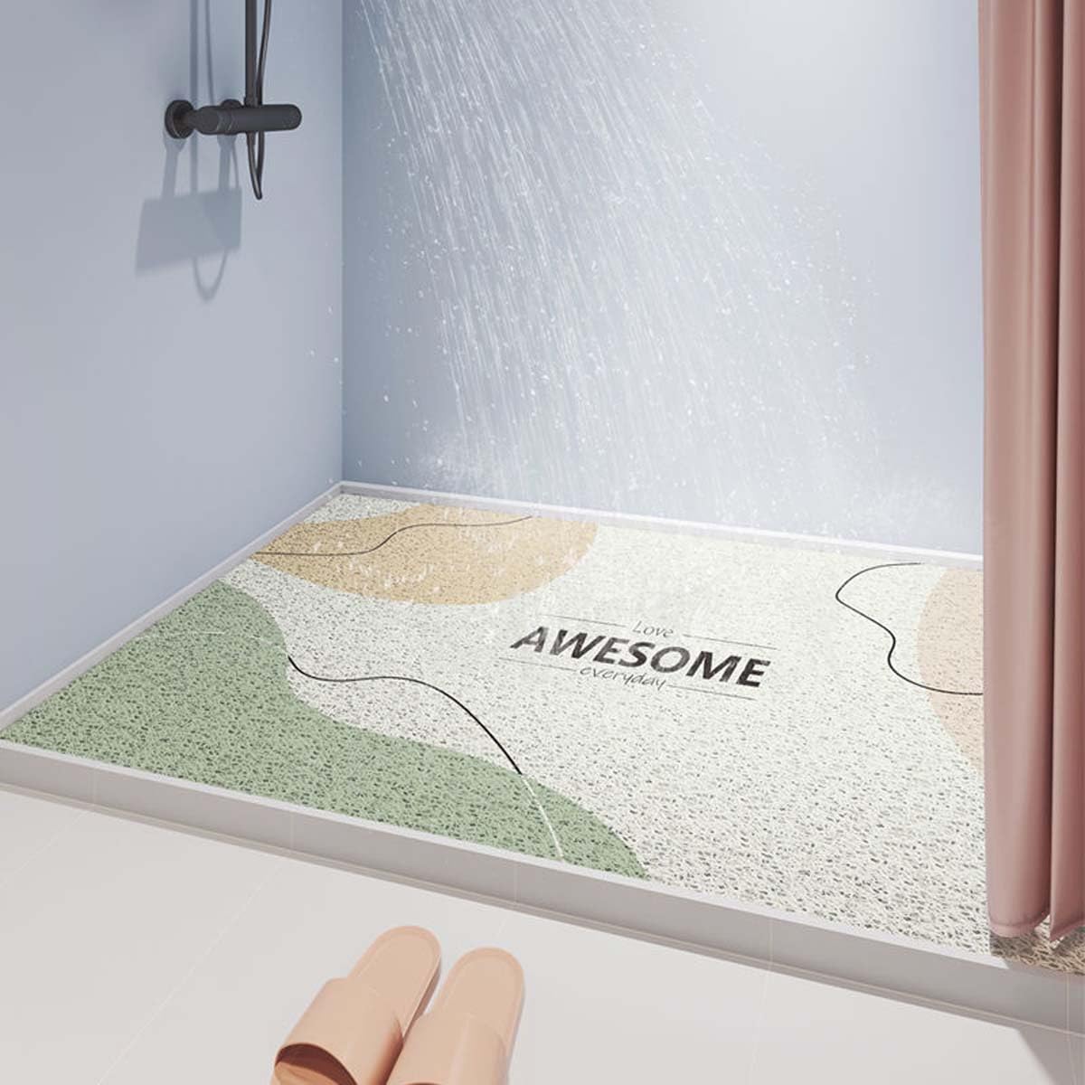 Tapis de douche en luffa pour sécuriser la salle de bain des enfants et seniors