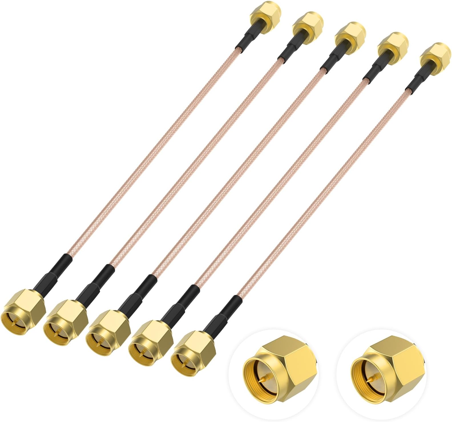 SDTC Tech 5pcs Coaxial Coax Cable Assembly SMA Male to SMA Male Antenna Extender Cable Adapter Jumper(6 inch/15cm)