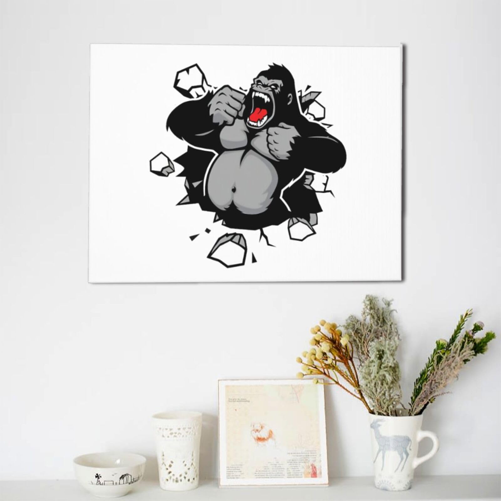 ゴリラのアートパネル 油絵風 額縁付き Amazon.co.jp: ゴリラ柄 おもしろ アートポスター アートパネル