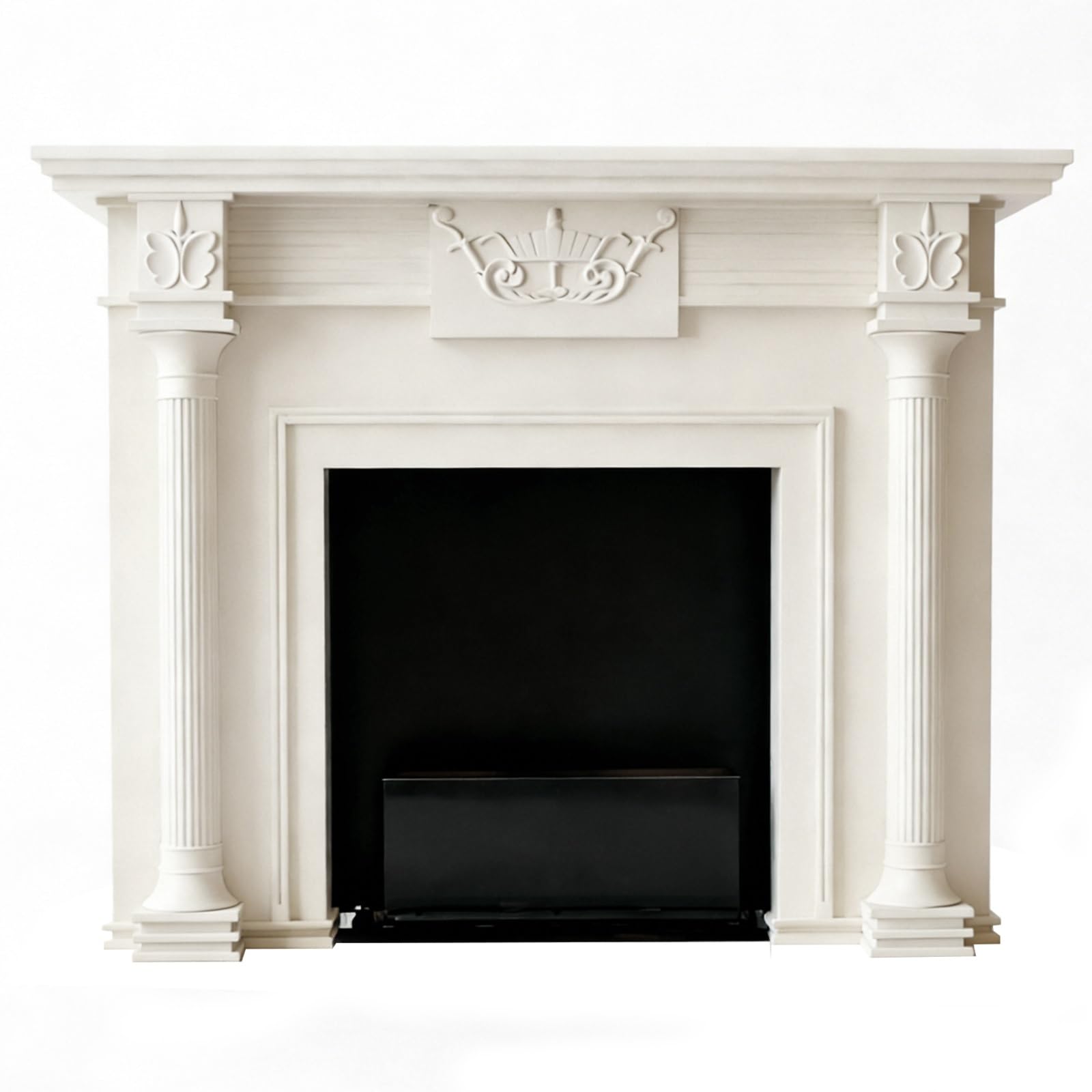 Mantels Surrounds Traditional Solid Birch Wood Fireplace Mantel Surround with Hand-Carved Details Decorated Frame
