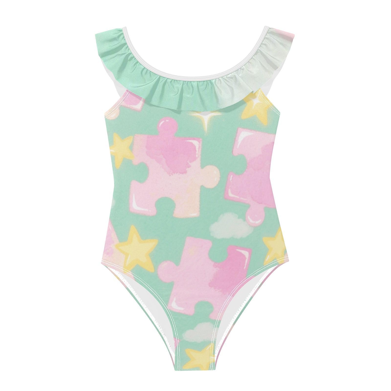 Traje de baño con volantes SyXIOP para niñas de 3 a 6 años en color rosa suave para playa 7