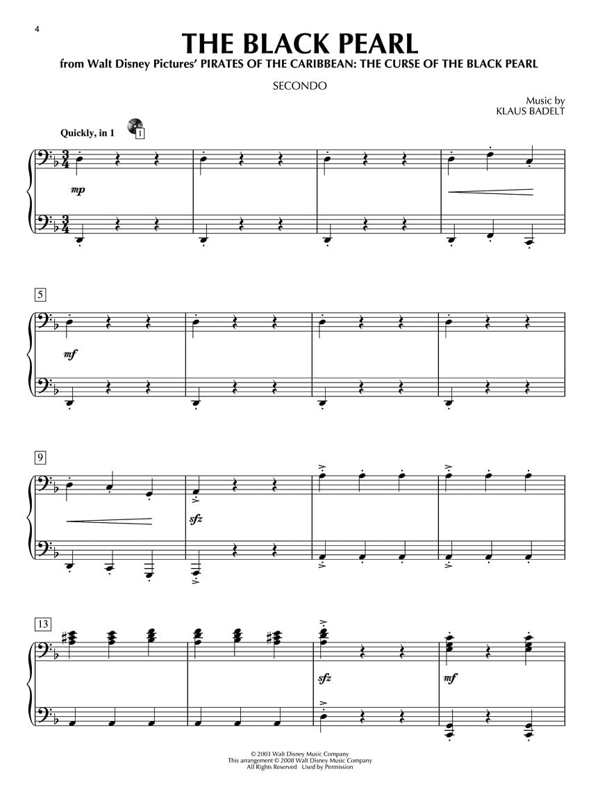 Pirates of the caribbean +cd: Piano Duet Play-Along Volume 19 Nfmc 2020-2024 Selection
