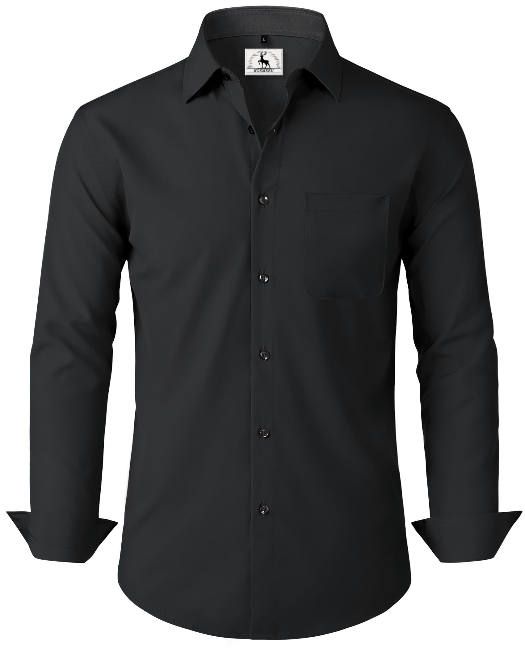 KOSMEEU Camicia Uomo Manica Lunga Shirts Collo Coreana Slim Fit Camicie Tradizionale Bianca Nero per Tempo Libero Facile da Lavare e Stirare Camice Uomo con Tasca