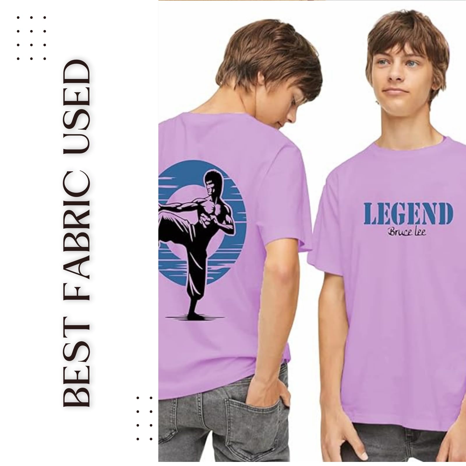 Uniplanet Store Maglietta da ragazzo in misto cotone, mezza manica, vestibilità normale, viola