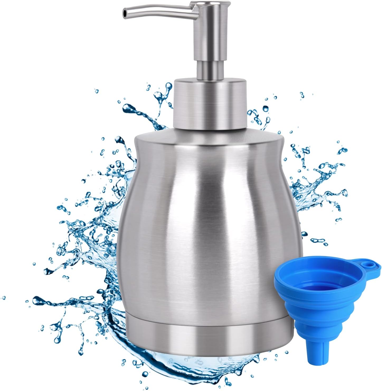 Soap Dispenser, LALA DOLCE Stainless Steel Countertop Sink Liquid Bottle and Pump, Suitable for Various Places Such as Kitchen and Bathroom (Brushed Nickel, 390 ml/13 oz)