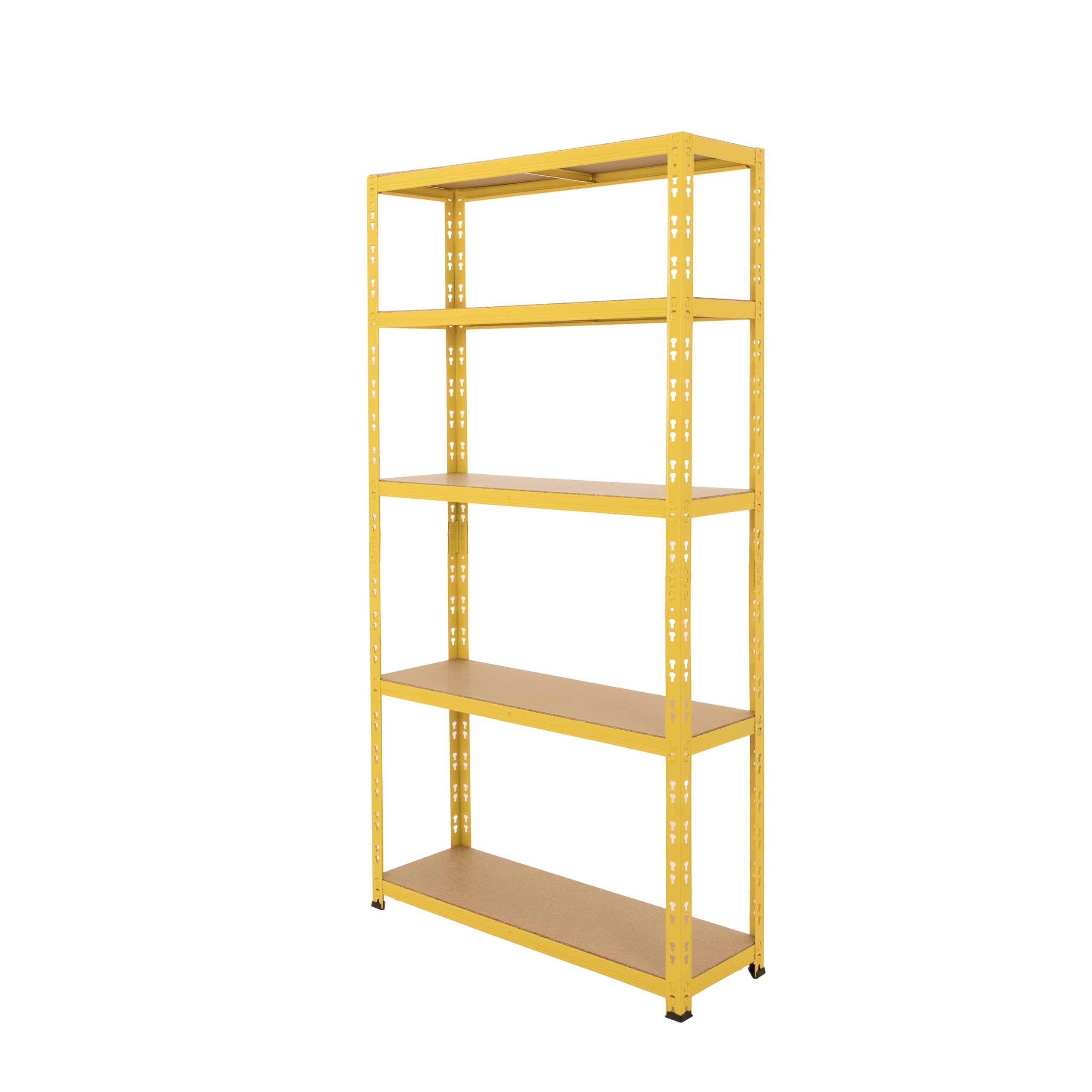 BiGDUG Garage Shelving Unit - 150kg UDL per shelf (750kg per bay) - 1800H x 900W x 300D mm - 5 Tier Storage Shelves - Yellow