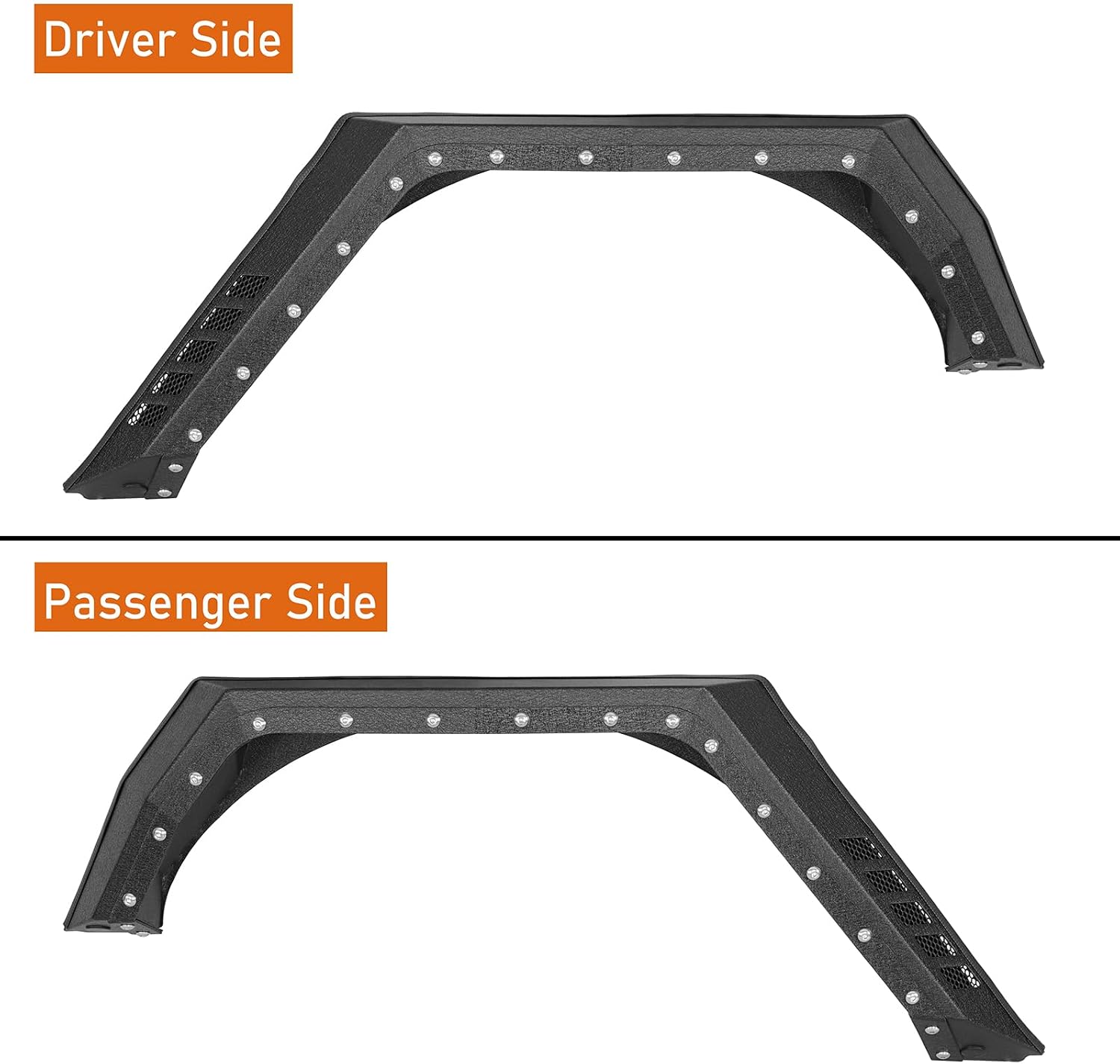 Hooke Road Bulwark JK 4 Door Rear Fender Flares for 2007-2018 Jeep Wrangler JK Unlimited 4-Door (Only), 2PCS Armor Style Steel Fenders
