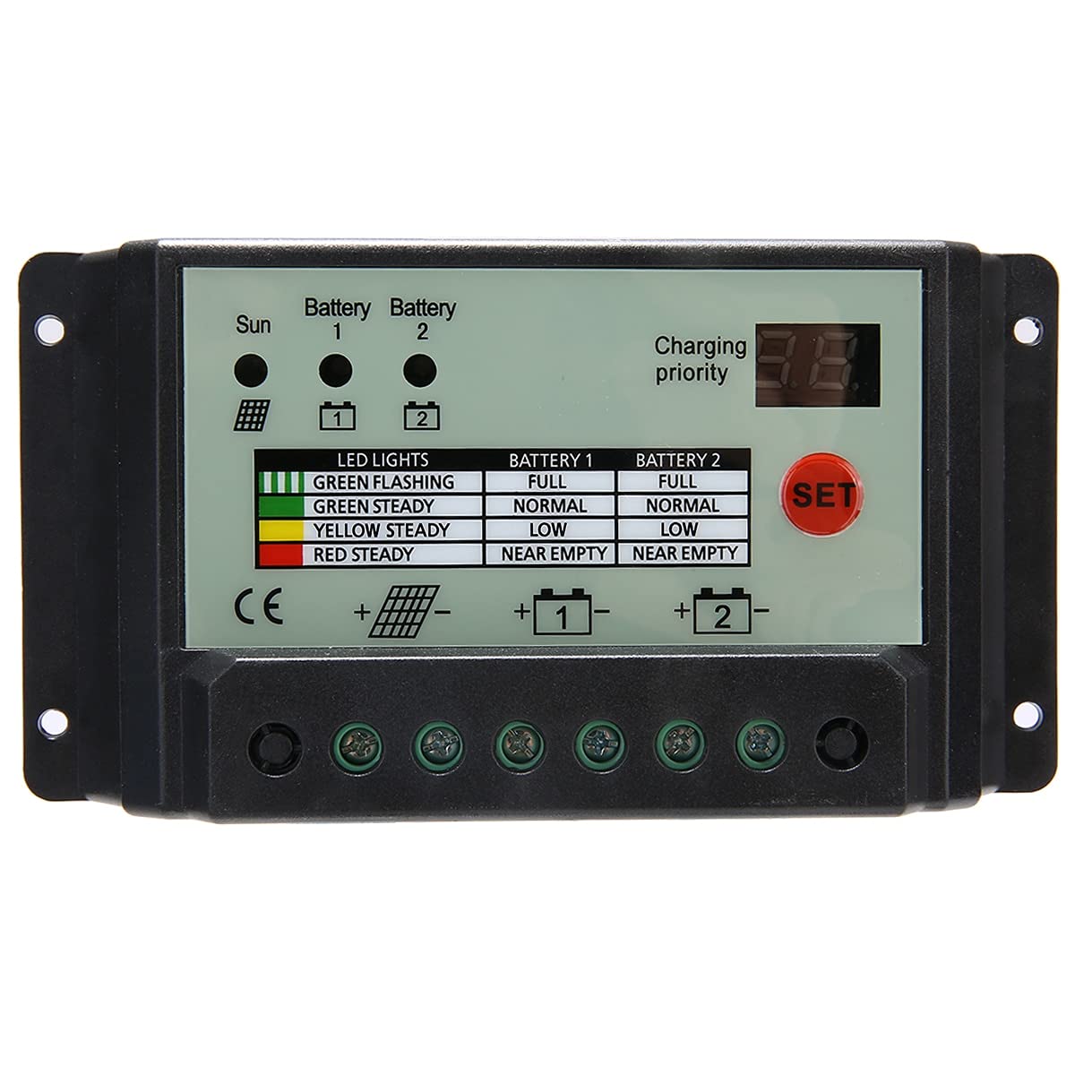 20A Dual Battery Solar Charge Controller Regulator for 12V or 24V Batteries Solar Controllers