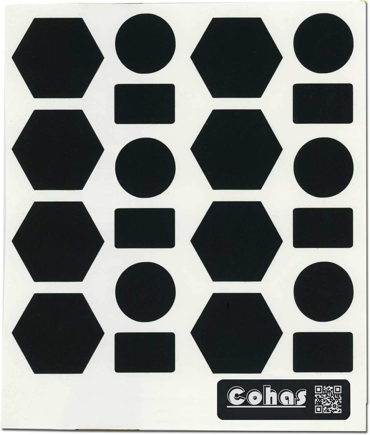 Cohas Chalkboard Labels for Mini 1.5 Ounce Hexagon Spice Jars includes No Marker and 140 Labels, Small Round, Rectangle, and Hexagon, Refill Kit No Marker